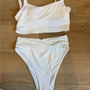 Aerie Cream Textured Bikini Set